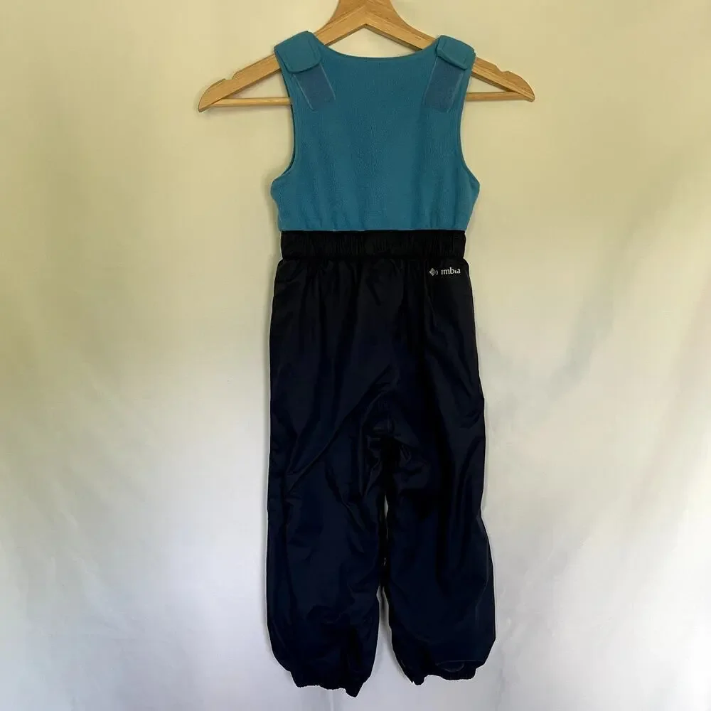 Columbia navy blue kids size 4T snowpants warm winter velcro shoulders FLAW